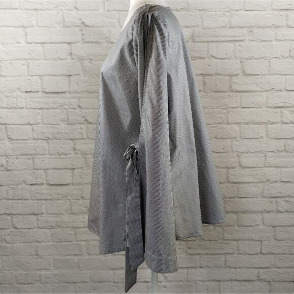 Y Blu Heaven Women's Grey Striped Long Tie Statement Sleeve Top Blouse NWT M - Picture 10 of 13
